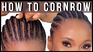 HOW TO CORNROW YOUR HAIR FOR BEGINNERS  BEGINNER STEP BY STEP CORNROW BRAIDING TUTORIAL [upl. by Nickelsen116]