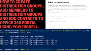 How to Create bulk Distribution Groups Add Members and Add Contacts on Office 365 using PowerShell [upl. by Werna157]