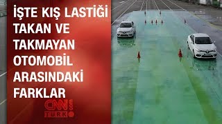 İşte kış lastiği takan ve takmayan otomobil arasındaki farklar [upl. by Woodring]