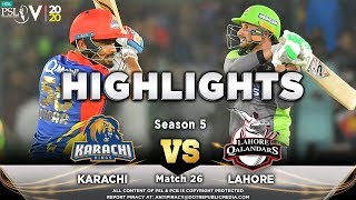 Lahore Qalandars vs Karachi Kings  Full Match Highlights  Match 26  12 March  HBL PSL 2020  MA2 [upl. by Corvin]