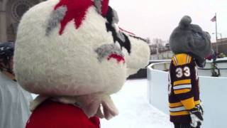 MN Wild Mascot Nordy crashes at Red Bull Crashed Ice [upl. by Lorianne431]