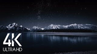 8 Hours Nighttime Ambience  4K Grand Teton and Milky Way  Nature soundscapes [upl. by Sonnnie808]