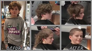 A Brave amp Cute Boy John Long Hair Headshave At Barbershop For Hair Donation [upl. by Innek]