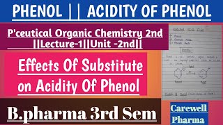 Phenol  Acidity Of Phenol  Effects of substitute On acidity of phenol  Organic chemistry L1 [upl. by Hoffmann]