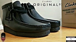 Clarks Wallabee Leather Black Unboxing [upl. by Eibob]