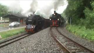 Der HSBFotosonderzug mit 99 5901 und Doppelausfahrt im Selketal [upl. by Aggappera922]