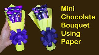 Mini Chocolate Bouquet Using Paper  DIY  Teachers Day  Birthday  Gift Ideas  Tutorial [upl. by Neilla]