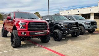 Three 6in Lifted F150s 24x14 24x12 and 20x12 Comparison [upl. by Duncan510]