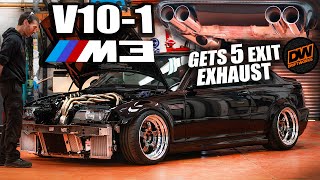 M3 V10 into 1 headers get a 5 exit Custom Exhaust It sounds nuts [upl. by Naam]