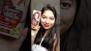 Garnier color naturals Raspberry Red on dark Indian hair garniercolornaturals haircolor garnier [upl. by Divadnahtanoj]