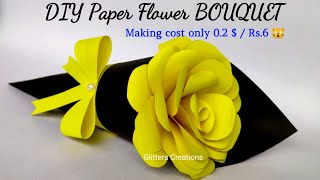 DIY Paper Flower BOUQUET Birthday gift ideasSingle Flower Bouquet making at Homemade Easy Craft [upl. by Greenwell27]