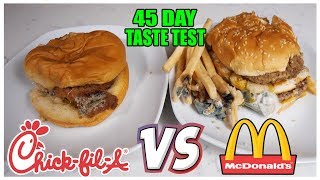 Chickfila vs McDonalds 45 Day Old Experiment TASTE TEST DO NOT TRY AT HOME [upl. by Ynnot]