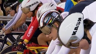 Womens Keirin Final  2014 Track Cycling World Cup  London [upl. by Ainwat618]