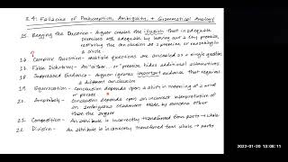 Section 34 Fallacies of Presumption Ambiguity Grammatical Analogy [upl. by Einnor421]