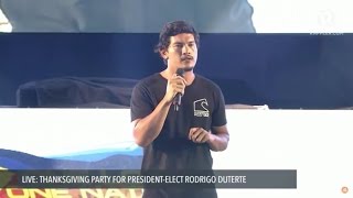 Baste Dutertes speech at thanksgiving party [upl. by Curt644]