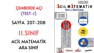 11Sınıf Soru Bankası Çemberde Açı Test1 Sayfa 207208 [upl. by Aelat]