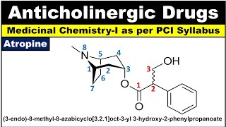 Anticholinergic drugs structure and IUPAC name Parasympatholytic drugs [upl. by Tirrell954]