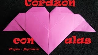 Origami  Papiroflexia Tutorial Corazón con alas fácil y rápido [upl. by Atilrep]