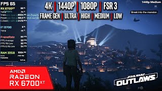 RX 6700 XT  Star Wars Outlaws  4K 1440p 1080p FSR3  FG Ultra High Medium Low [upl. by Rodgiva]