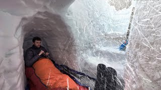 Camping in the SNOWIEST PLACE ON EARTH  18ft55m Snowstorm Survival Shelter [upl. by Dranyam491]