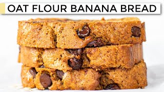 BANANA BREAD WITH OAT FLOUR  easy healthy moist recipe [upl. by Elleinwad]