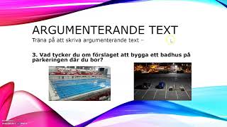 Argumenterande text  två texter 3 Vad tycker du om förslaget att bygga ett badhus på parkeringen [upl. by Nylirac]