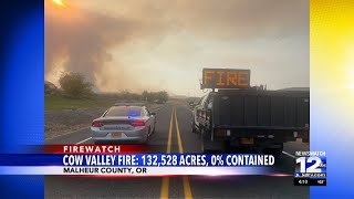 Cow Valley Fire in Malheur County now over 132000 acres [upl. by Ennaegroeg896]