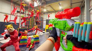 Nerf War  Amusement Park Battle 60 Nerf First Person Shooter [upl. by Ainig]