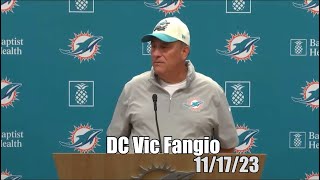 Defensive Coordinator Vic Fangio 111723 Pre Vs Raiders Miami Dolphins Football Condensed Interview [upl. by Diet787]