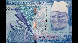 GAMBIA 20 DALASIS 2015 BANKNOTES BIRD EDUCATIONAL PAPER MONEY NOTE [upl. by Eidnil]