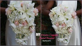 DIY Garden Cascading Bridal Wedding Bouquet  DIY Wedding Bouquet  DIY Tutorial [upl. by Thgirw]