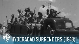 General El Edroos Troops Surrender in Hyderabad India 1948  British Pathé [upl. by Raines556]