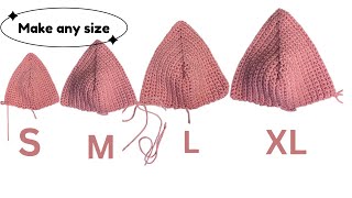 How to make all sizes bra cup  crochet bralette cup [upl. by Issy]