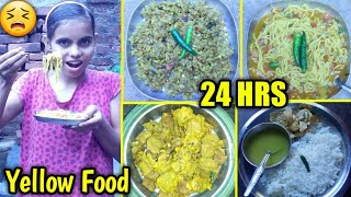 I only ate YELLOW Food for 24 HOURS Challenge Eating only 💛YELLOW💛 Colour Food For 24 Hours [upl. by Enelec]