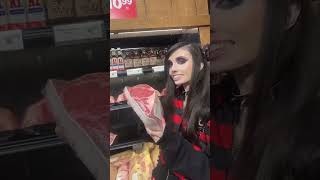 Eugenia Cooney Picks Up Steak From Beef Section amp Says Stew Leonards Has Cool Vibes 8824 shorts [upl. by Nevet]