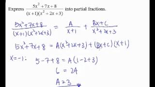 5 Partial Fractions  Example 3 partial fractions with nonfactorizable quadratic factor [upl. by Arrekahs]