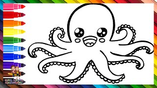 Wie Zeichnet Man Einen Oktopus 🐙 Zeichnen Und Kolorieren Eines Niedlichen Oktopus 🌈 [upl. by Hamid]