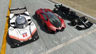 Lamborghini Celestial 2025 vs F1 MercedesAMG W11 Lewis Hamilton vs Porsche 919 Hybrid Evo [upl. by Ame]