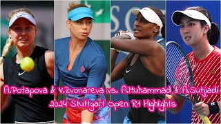 A Potapova amp V Zvonareva vs A Muhammad amp A Sutjiadi 2024 Stuttgart Open R1 Highlights [upl. by Ekihc]