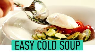 Easy Cold Soup Recipe  How to make Cold Soup with Avocado and Poached Egg  Quick Okroshka Recipe [upl. by Ytsud]