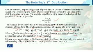 The Hotellings T2 Distribution  Multivariate Analysis  STA633Topic057 [upl. by Ameh]