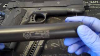 GSG 1911  Silencerco Sparrow silencer Video Review [upl. by Anelrad267]