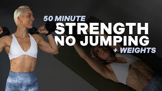 50 MIN FULL BODY STRENGTH WORKOUT  NO JUMPING  Knee Friendly  Weights  With Repeat [upl. by Sidney]