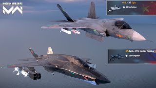 MiG41M Super Fulmar vs J35  VIP Strike Fighter Damage Test  Modern Warships [upl. by Ahsenal375]