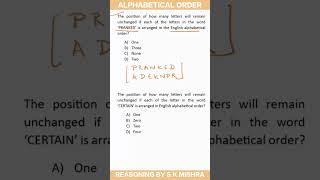 Arrange in Alphabetical Order Reasoning Questions asked in SSC CGL 24 [upl. by Riesman]