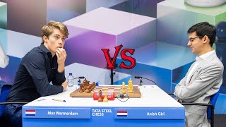 BIG WINNING Anish Giri vs Max Warmerdam  Tata Steel Masters 2024  R13 [upl. by Shumway]