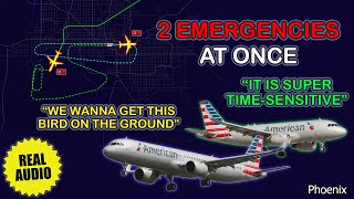 2 American Airlines airplanes have emergencies SIMULTANEOUSLY over Phoenix Airport Real ATC [upl. by Vtarj359]