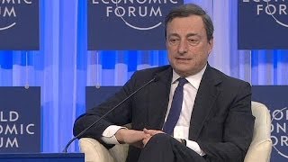 Davos participants avoid seeming too hopeful Draghi talks down deflation fears  economy [upl. by Butta643]