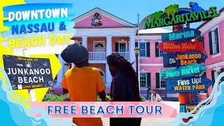 Nassau Bahamas  Downtown Nassau Walking Tour to Junkanoo Beach  FREE BEACH [upl. by Ainak]