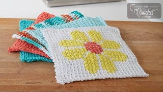 Tunisian Simple Stitch Dishcloth  The Crochet Crowd [upl. by Suirtimid]